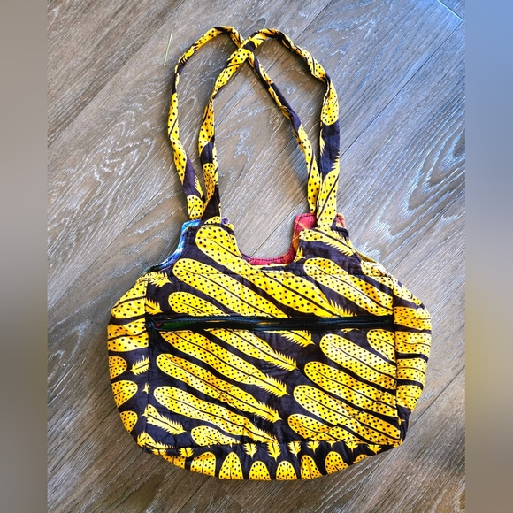 African Feather Print Cotton Tote Bag - Picture 3 of 10